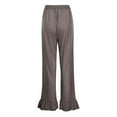 thumbnail image 6 of QHFBli Womens Wide Leg Pants Drawstring Elastic High Waisted Ruffle Hem Palazzo Pants with Pockets Casual Trousers, 6 of 8