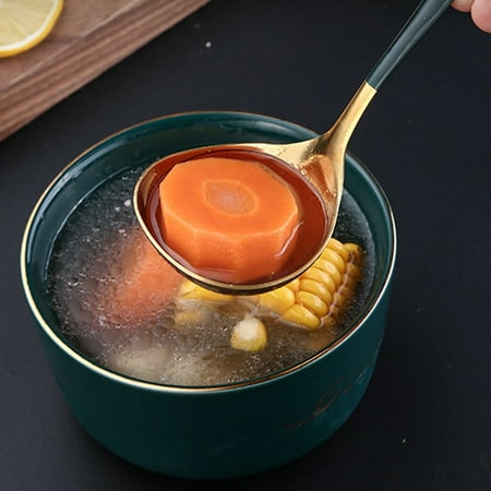 

Limei Stirring Ladle Comfortable Grip Seamless Useful Long Handle Plated Soup Spoon