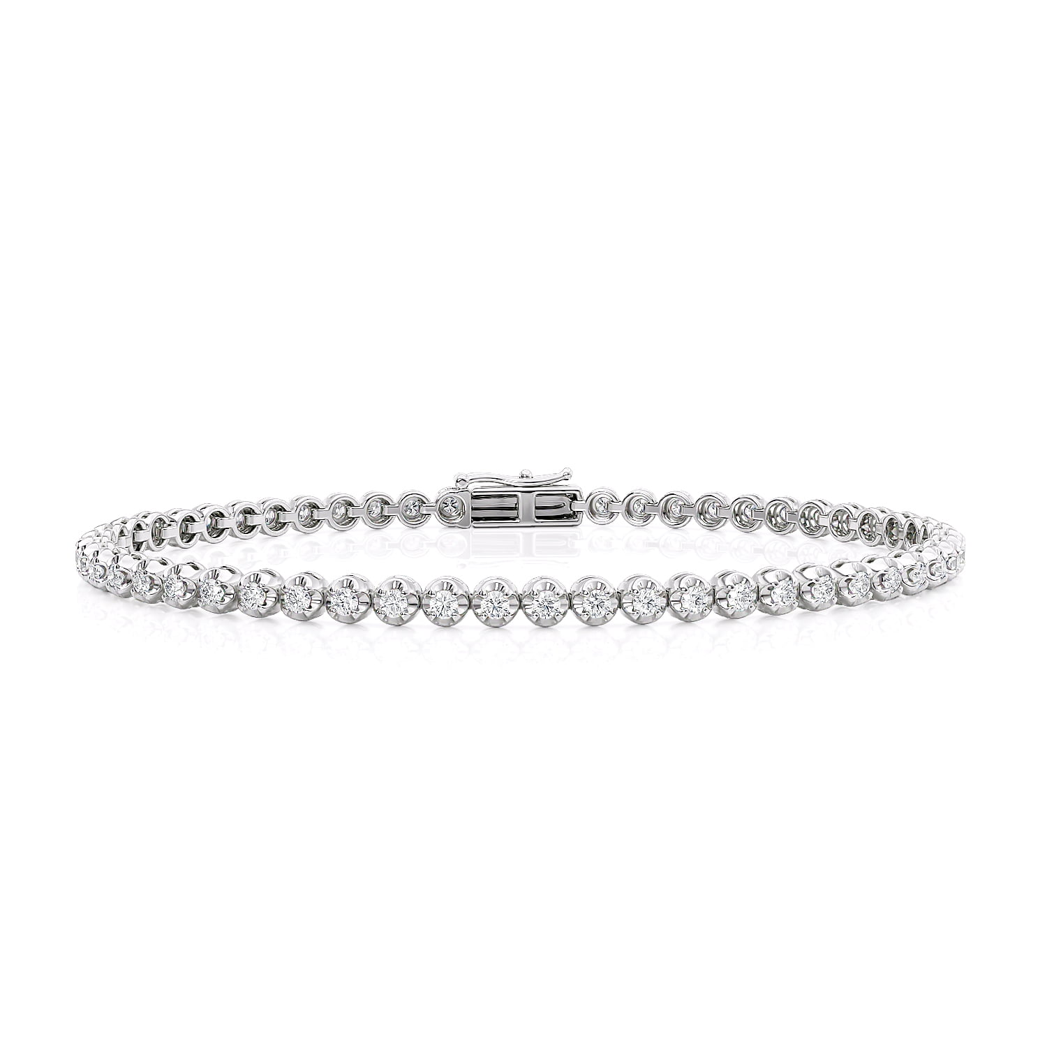 Beverly Hills Jewelers 1 Carat Diamond Tennis Bracelet for Women in 10k White Gold with Secure