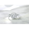 thumbnail image 5 of Gem Stone King 2.50 Cttw 10K White Gold Forever One Charles & Colvard Moissanite and Diamond Accent Women Halo Engagement Ring | Cushion Cut 8MM (Size 9), 5 of 8