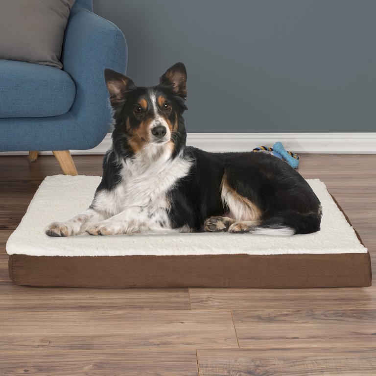 Petmaker Orthopedic Sherpa Top Pet Bed, Brown, Small