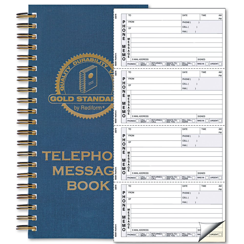 Rediform Wirebound Message Book, 5 x 2 3/4, TwoPart Carbonless, 600