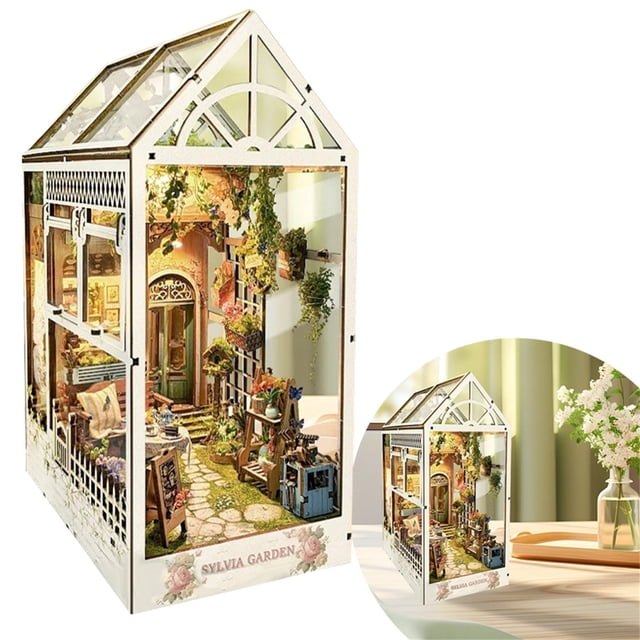 HUASHENG Diy Cottage West Via Garden 3d ThreeDimensional Hand Assembled Bookend Tabletop Decoration Model Toy Birthday