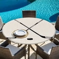 thumbnail image 6 of Beige Round Tablecloth, Fitted Table Cover with Elastic for 55"-60" Round Tables, Simple Gradient Ice Hockey Funny Sport Game Art Table Cloth Outdoor Indoor Dinning Party Waterproof Tablecloths, 6 of 7