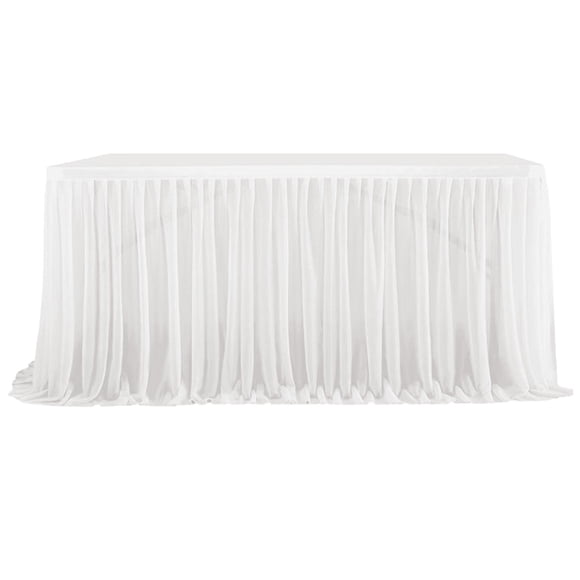 White Tulle Skirt White Tulle Table Skirt Recyclable Super Long Transparent Tablecloth Ruffle Tulle Table Skirt Suitable for Wedding Birthday Banquet Table Decorationlong White Skirt