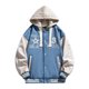 thumbnail image 3 of MHFRRA Chaqueta Deportiva Informal de Manga Larga con Capucha y Cuello de Solapa para Hombre, Estilo Urbano con Bloques de Color y Otoño Azul, 3 of 4