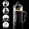 thumbnail image 2 of OVENTE French Press Coffee Maker 34 Ounce with Heat Resistant Borosilicate Glass & Stainless Steel 4-Level Filtration System, Portable Cold Brew Coffee Maker for Travel, Camping or Gift, Black FPT34B, 2 of 8