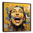 thumbnail image 2 of Designart "Laughs In Sunshine Yellow Popart" Pop Art Floater Framed Wall Art Prints, 2 of 5