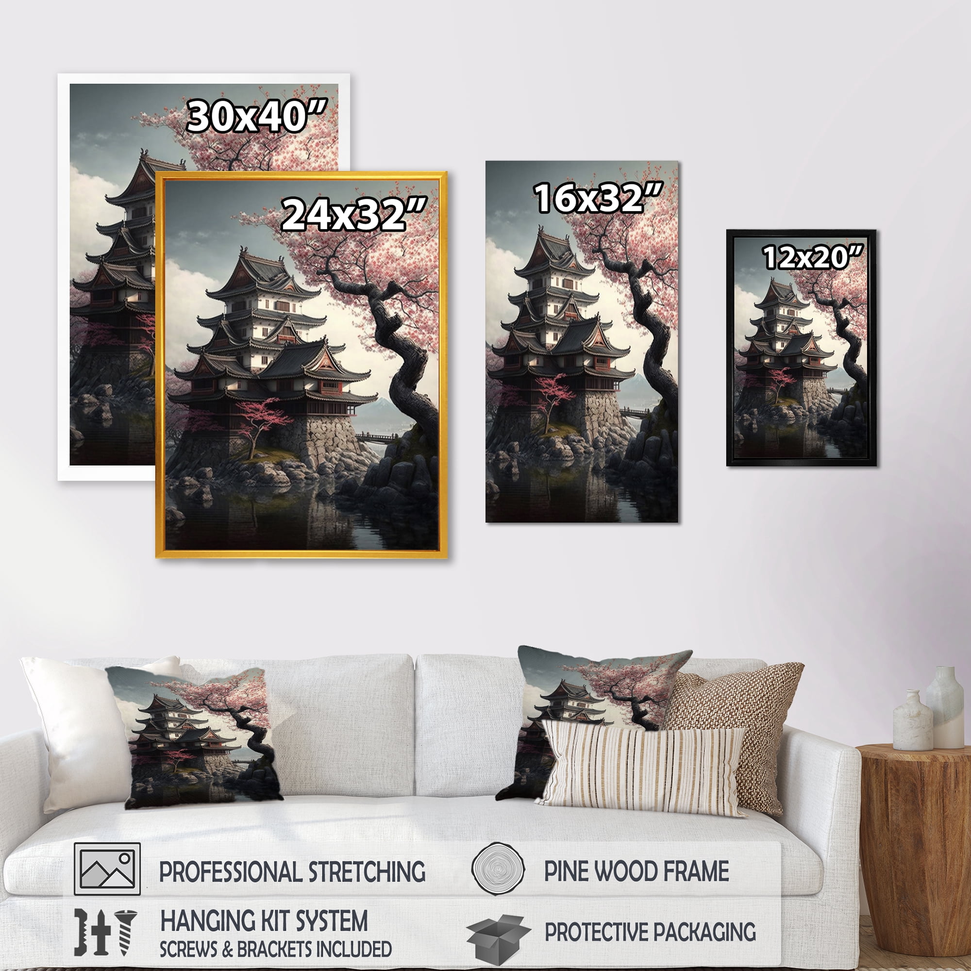 Designart Cherry Blossums In The City II Canvas Wall Art