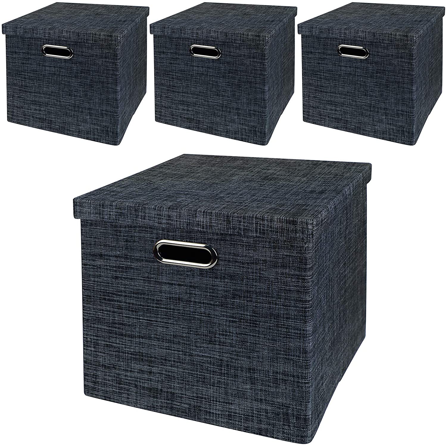 Storage Bins with Lids,13×13×13 Foldable Storage Cube Baskets Boxes