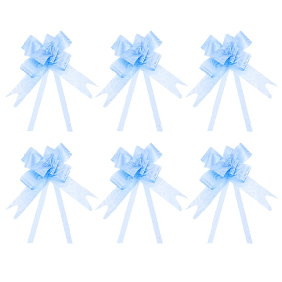 Uxcell 8" Pull Bows Gift Wrapping Pull Bow Rose Pattern Baskets Present Bows Knot Ribbon Light Blue 100 Pcs