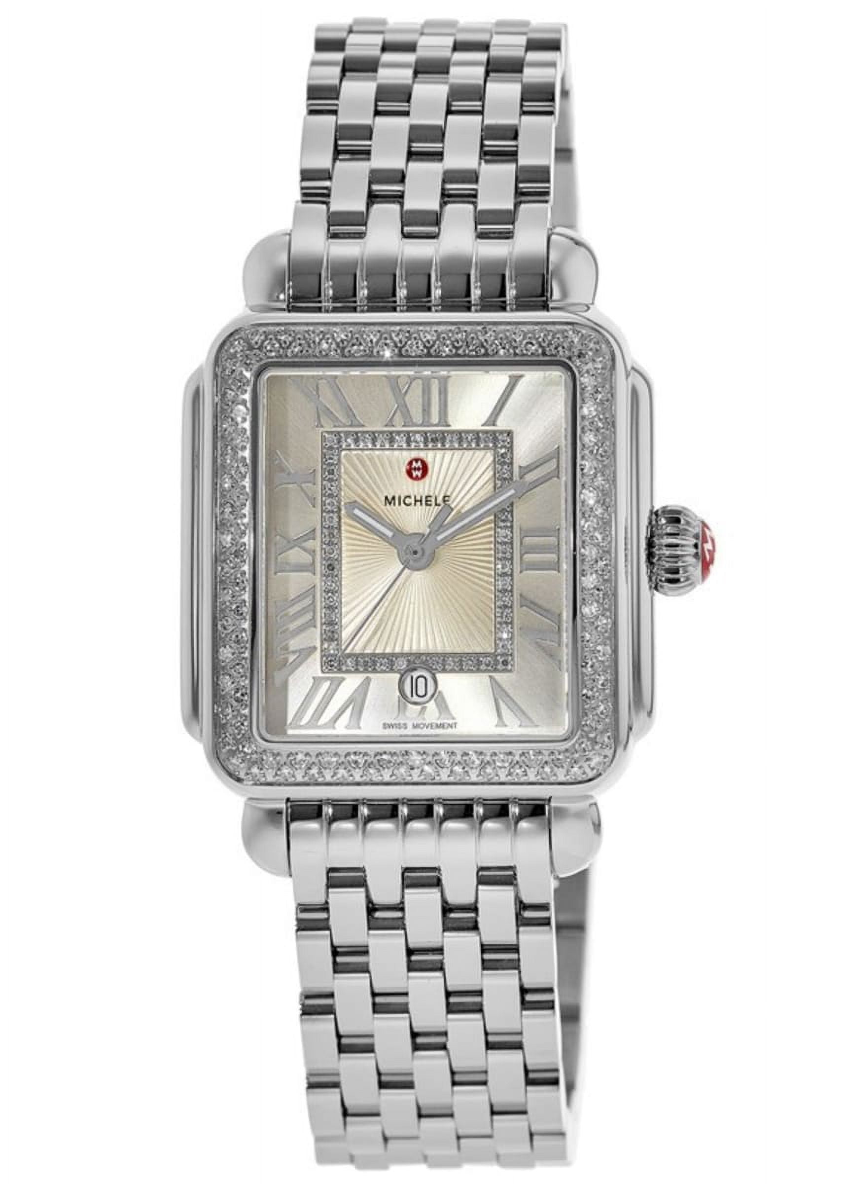 Michele Sidney Two Tone Stainless Steel Watch Diamond Dial Mother of Pearl Women s Wristwatch MWW30A000005 Walmart