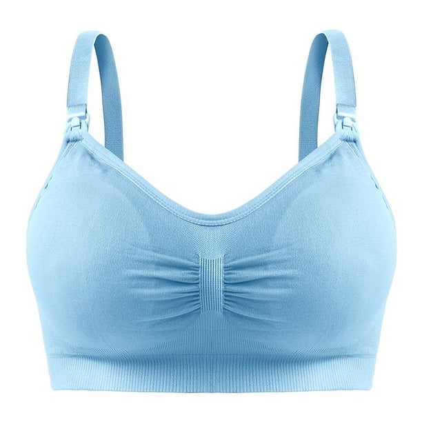 Sujetador de lactancia para mujeres embarazadas sin aro de acero, con hebilla frontal y sin costuras, de talla grande, con ajuste de alimentación, sujetador de lactancia posparto fruncido, ropa