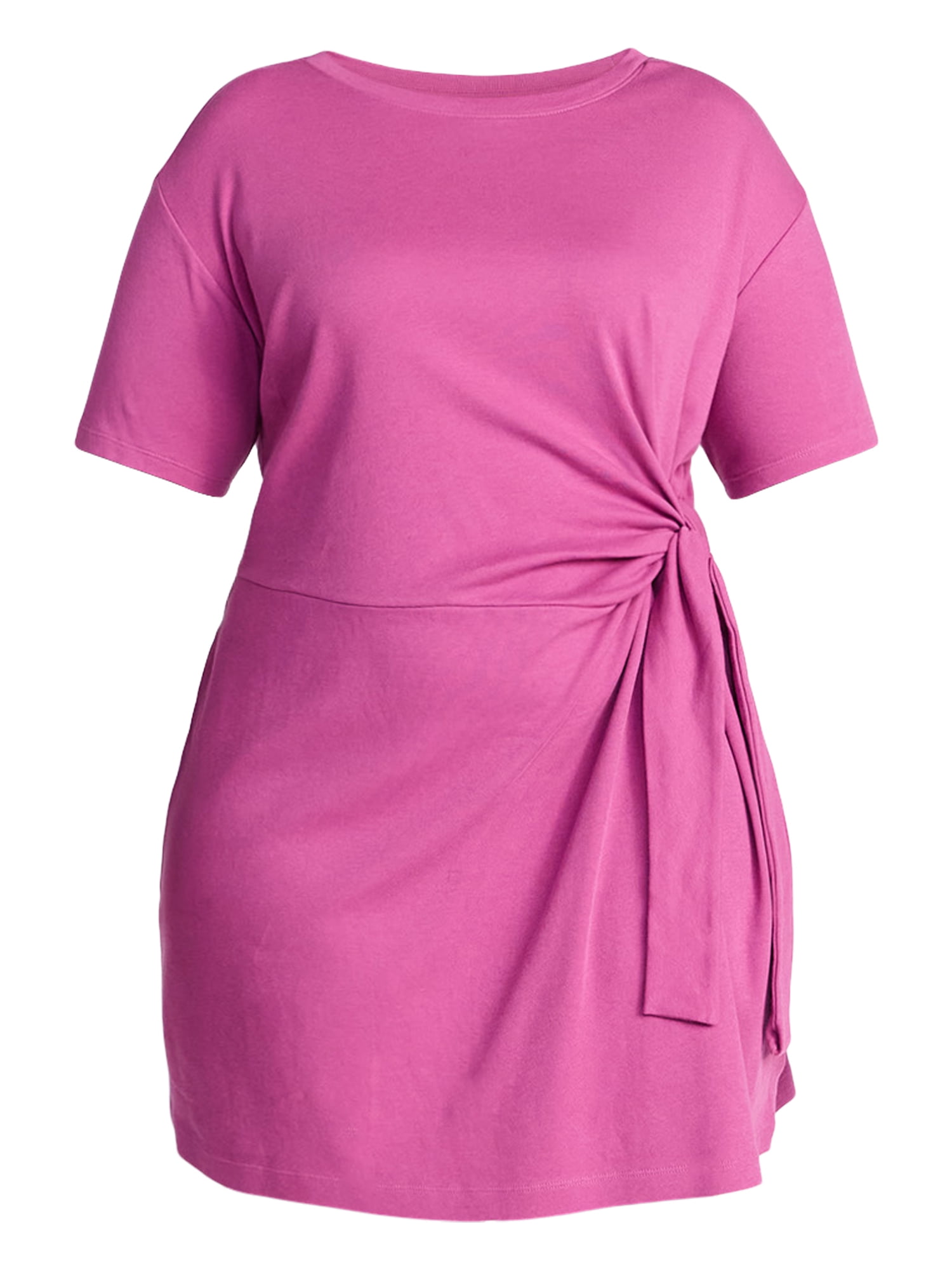 Terra & Sky Women’s Plus Front Twist Dress with Short Sleeve, Size 0X-5X