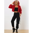 thumbnail image 3 of DARING DIVA Women's Faux Fur Zip Up Casual Fuzzy Hooded Crop Jacket XL Red, 3 of 6