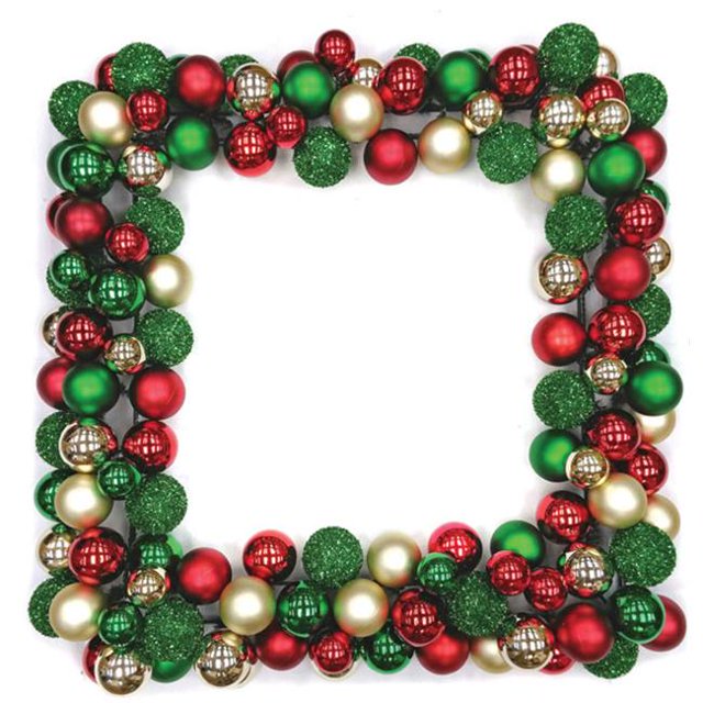 Autograph Foliages A-152358 36 in. Boule Couronne Carrée&44; Rouge&44; Vert & Or