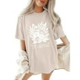 thumbnail image 4 of Womens T Shirts Women's 2d Printed Casual Pure Cotton Top with Round Neck and Short Sleeves Tops for Women, 4 of 6