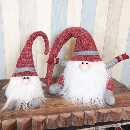 

Hadanceo Long Hat Big Nose White Whiskers Cross Legs Decorative Xmas Gnome Christmas Plush Faceless Doll Pendant Ornament Party Supplies