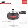 thumbnail image 2 of Hard Anodised Aluminium Pressure Cooker With Inner Lid - 5 Liters, Black | Extra Thick Handi Cooker With Stay Cool Handle - Induction Compatible Base, Locking Lid, 2 of 5