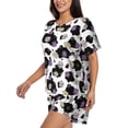 thumbnail image 2 of Uemuo Daisies Flowers Pattern Women's Short-Sleeved Pajama, Button-Front Loungewear, 2-Piece Summer Sleepwear, Elastic Drawstring Shorts-X-Large, 2 of 7