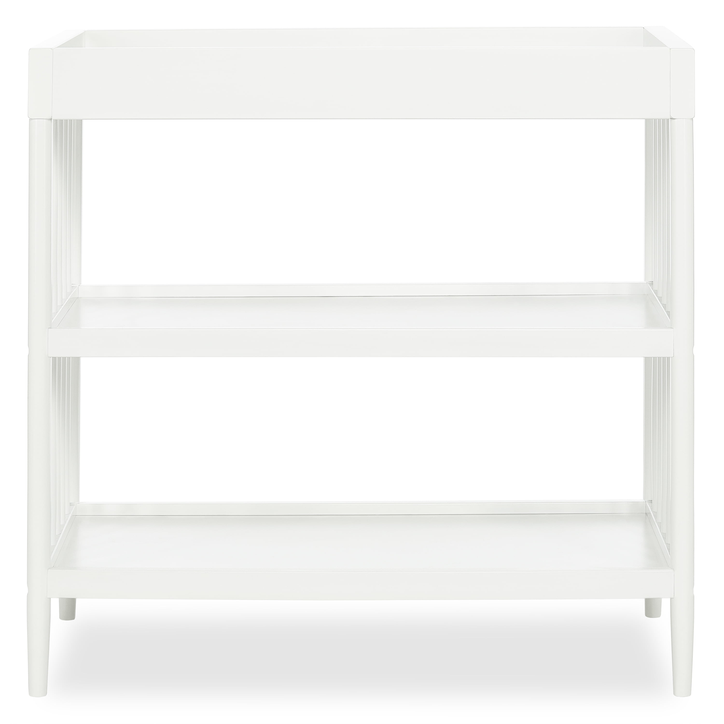 Bundle of Dream On Me Clover 4 in 1 Modern Island Crib with Rounded Spindles, Dream On Me Clover Changing Table, with a Dream On Me Honeycomb Firm Fiber Standard Crib Mattress, White