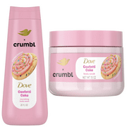 Dove x Crumbl Limited Edition Confetti Cake Collection Moisturizing Liquid Body Wash 20 oz & Exfoliating Body Scrub 15 oz