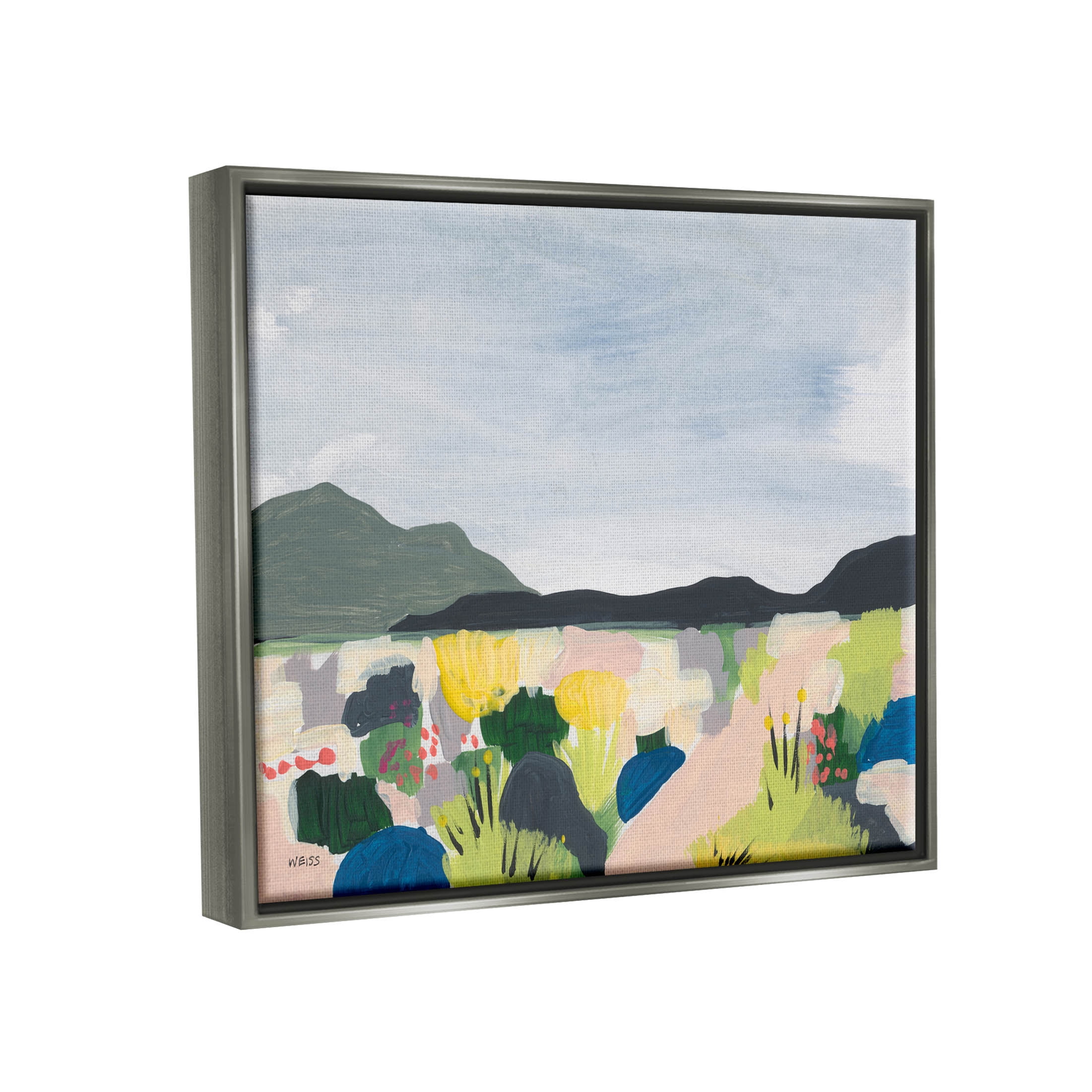 Stupell Industries Wildflower Meadow Scenery Painting Painting Luster Gray Floating Framed Canvas Print Wall Art, Design by Jan Weiss