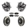 thumbnail image 1 of Transit Auto Front Hub Bearing Assembly Coated Drilled Slotted Disc Brake Rotors and Semi-Metallic Pads Kit for Car Subaru Outback WRX Legacy B9 Tribeca KBB-103128, 1 of 11