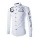 thumbnail image 1 of Camisas Para Hombre Camisa vaquera occidental para hombre con letras, manga larga, corte entallado, informal, de poliéster, con botones, estilo hippie, cuello (White, XL), 1 of 3