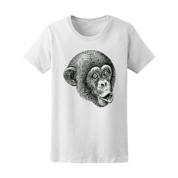 Black And White Monkey T-Shirt Women -Image by Shutterstock, Female x-Large