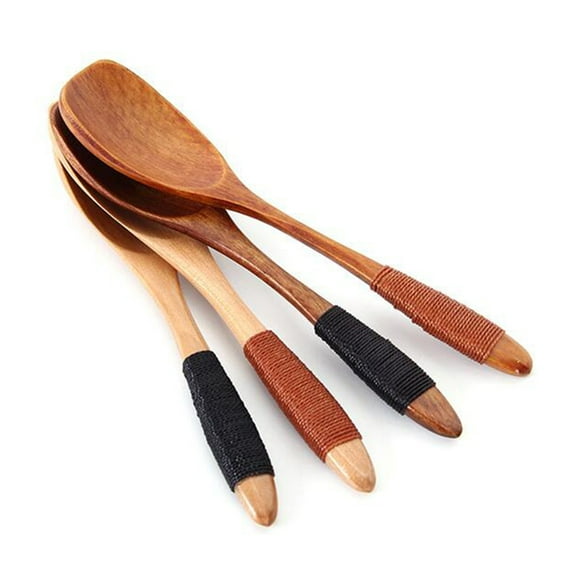 WHAMVOX 4Pcs Wooden Spoon Wood Honey Teaspoon Bamboo Smooth Edge For Family Outdoor Use