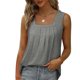 thumbnail image 1 of Camiseta sin mangas plisada con dobladillo curvado, correa ancha y fluida, color puro, informal, plisada, para mujer y niña, 1 of 5