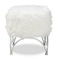 thumbnail image 2 of Baxton Studio Celia Ottoman en Fausse Fourrure Argentée Blanche, 2 of 7
