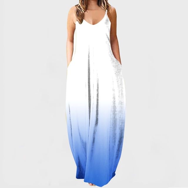 zanvin Robes d'Été, Mode Femme Vintage Col en V Sans Manches à Imprimé Robes de Soirée