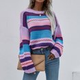thumbnail image 2 of CEHVOM Pull pour Femmes à Rayures Col Rond Manches Longues Blouse pour Femmes, 2 of 7