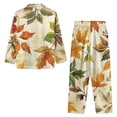 thumbnail image 3 of Xixirimido Autumn Fall Leaf Print Mens Pajama Set Long Sleeve Sleepwear Classic Button Down Loungewear Soft Sleepwear Pj Set with Pockets, X-Large, 3 of 4