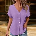 thumbnail image 2 of Besolor Button down Shirts for Women Summer Casual V Neck Short Sleeve Shirt Lightweight Breathable Loungewear Tops with Pockets, 2 of 7