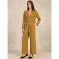 thumbnail image 2 of DARING DIVA Women's 2 Pcs Notched Lapel Jacket Wide Leg Pant XS Golden Brown, 2 of 6