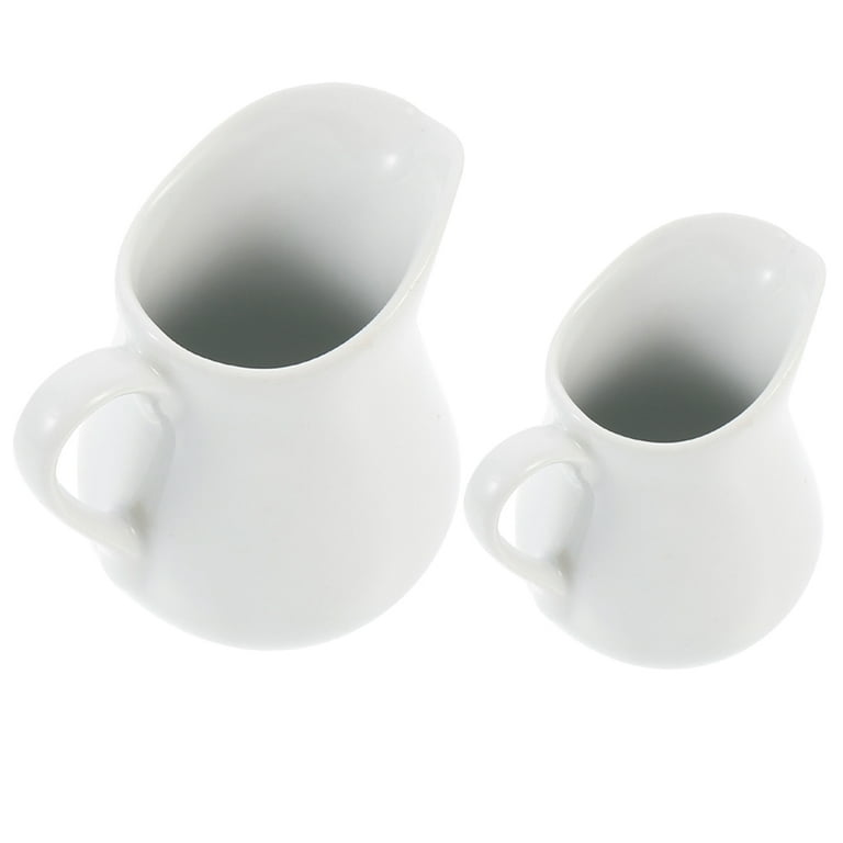 Gurygo 2 oz (Set/2) Creamer Pitcher with Handle,Small Classic White Fine Porcelain Creamer Pitcher, Small Pitcher for Coffee Milk