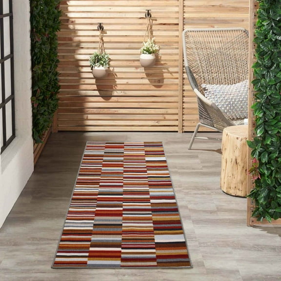 Superior Modern Striped Block Indoor Outdoor Area Rug, 2' 7" x 6', Grey