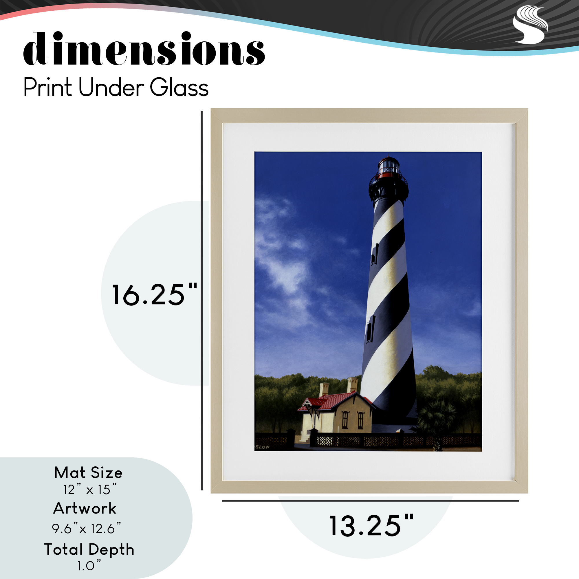 St. Augustine Lighthouse Birch Framed Print Under Glass, design by Wind River Studios