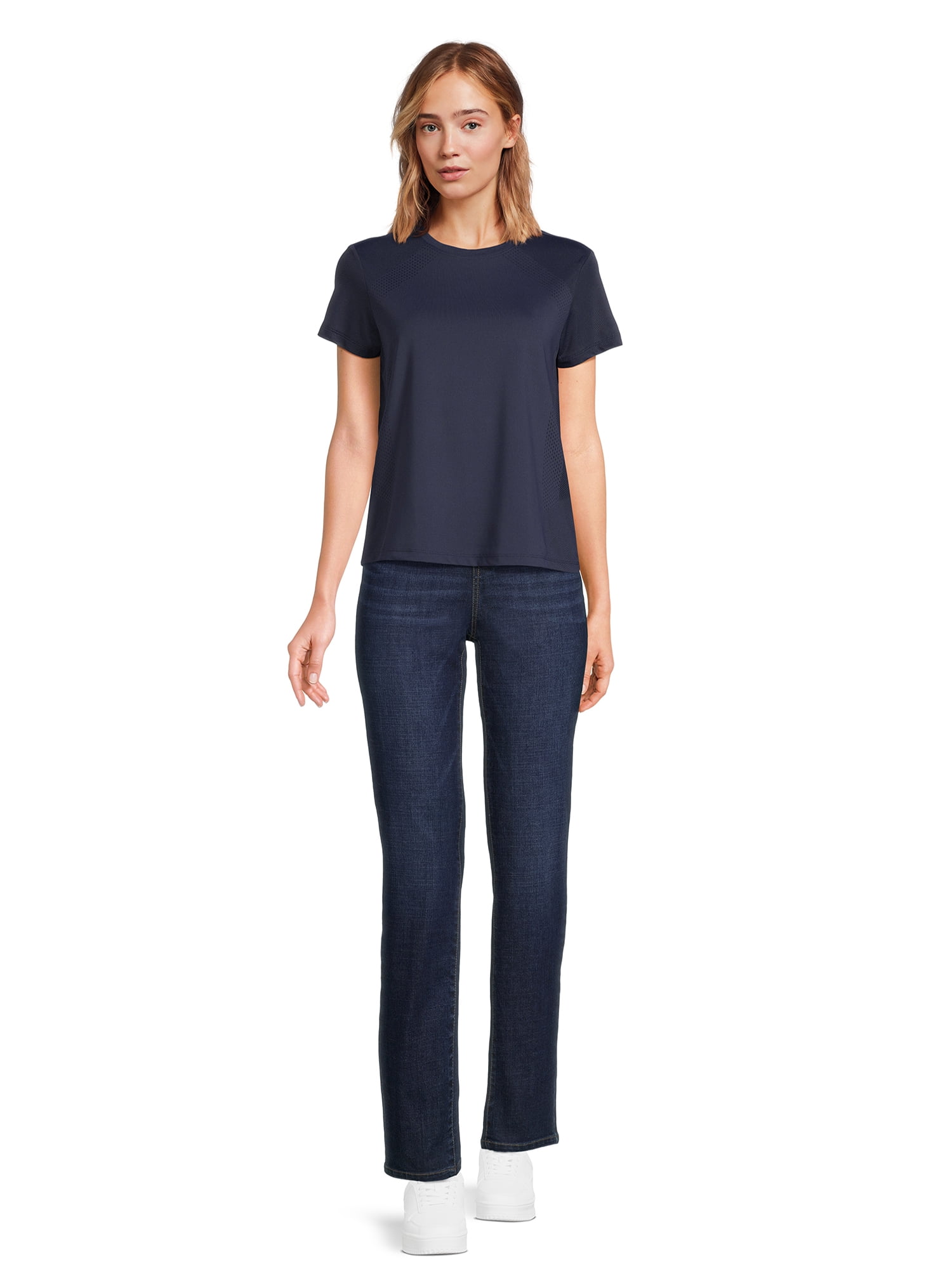 Avia Women’s and Women's Plus Perforated Performance T-Shirt with Short Sleeves, Sizes XS-4X