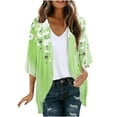 thumbnail image 2 of VgaVtl Open Front Summer Cardigans for Women 3/4 Sleeve Green Womens Cardigans Lightweight Loose Floral Cardigans, 2 of 5