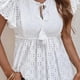 thumbnail image 4 of Top con manga casquillo para mujer,Top con ojales y manga casquillo con volantes para mujer Blusa con manga con volantes para mujer Artesanía superior, 4 of 7