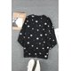 thumbnail image 2 of ABPHQTO Top negro de manga larga con estampado de estrellas y cuello redondo Give A Little Love para mujer, 2 of 5