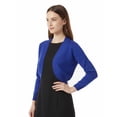 thumbnail image 2 of ALLSENSE Women's 3/4 Sleeve Open Front Bolero Shrug Cardigan, Royal Blue, 2X-Large, 2 of 6
