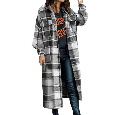 

gvdentm Scrub Jacket Womens Notched Lapel Collar Double Pea Coat Winter Wool Blend Over Coats Long Jackets