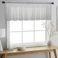 thumbnail image 2 of Gray Striped Valance Curtains for Kitchen/Living Room/Bathroom/Bedroom Window, Rod Pocket Small Topper Half Short Window Curtains Voile Sheer Scarf, Modern Minimalist Vertical Stripes Lines 42"x12", 2 of 8