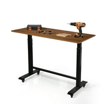 POWSTR 43" Adjustable Heavy Duty Workbench - 1100LBS Load Capacity Hardwood Worktable with Lockable Casters, for Workshop, Garage