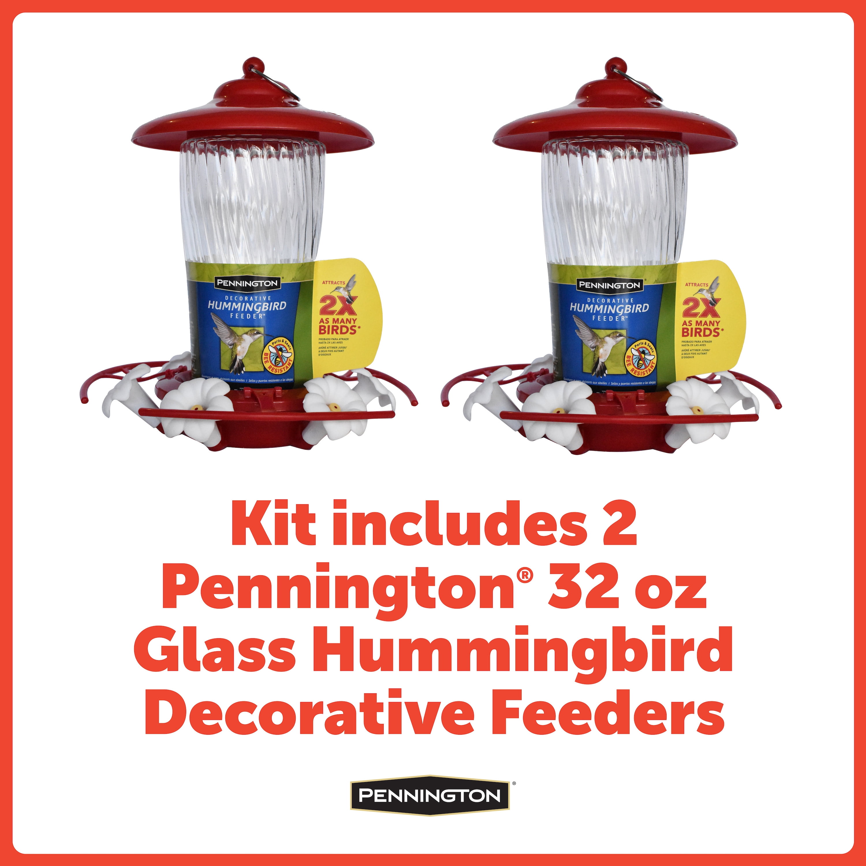 Pennington 32 Oz Decorative Glass Hummingbird Feeder Shelly Lighting